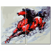 Paint by Numbers Red Horse Modern Animal Art2 Panel (Duo)